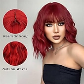 Недорогие Карнавальные парики-Карнавальный парик 2026 Розовый Красный Черный Кудрявый Стрижка-боб Короткие Синтетический фестивальный парик Вторник на масляной неделе Парад Волосы для косплей-костюма для Женский