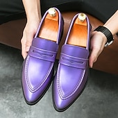economico Mocassini-mocassini slip-on da uomo in vernice viola dal design elegante: calzature eleganti per feste, matrimoni ed eventi alla moda