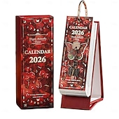 abordables Fournitures pour la maison-Agenda de bureau vintage 2026 - Calendrier de 365 jours avec reliure à anneaux dorés &amp;Citations inspirantes - une page de peinture à l'huile par jour - idéal pour la maison et le bureau &amp;organisation