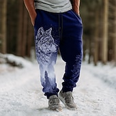 economico pantaloni da jogging-Per uomo Animale Lupo Arte celtica Pantaloni da tuta Joggers Pantaloni Misura del girovita medio Vita elastica con coulisse Vintage Retrò All'aperto Campeggio &amp; Escursionismo Caccia Pantaloni