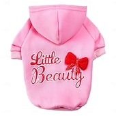 cheap Hoodies-Small Dog Pink Hoodie - Little Beauty Pet Sweatshirt with Bow Accent - Great Gift for Dogs