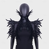 olcso kiegészítők-Karnevál 2026 Rio Karnevál Samba Kiegészítők Gótikus Természetes Toll Káplán Sál Vállra Terítő Csipkakolár Halloween Jelmezek Nőknek Brazil Fesztivál Előadási Jelmez