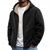 abordables Vestes Décontractées-Homme Veste d'Extérieur Veste en Polaire Veste à Capuche Formel Maison À capuche Toison Automne Hiver Couleur Unie Actif Quotidien À capuche Régulier Noir bleu marine Marron Vert Veste