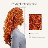 baratos Perucas Históricas-Cabelo comprido, cacheado e ondulado, perfeito para festa de carnaval.