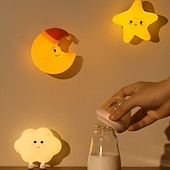 cheap Decorative Lights-Star Moon Cloud Light Rechargeable Sleep Companion Night Light Silicone Patting Light Bedroom Bedhead Cute Atmosphere Light
