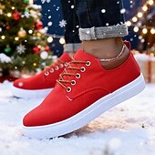 זול נעלי חג המולד לגברים-נעלי ספורט אדומות לגברים לחג המולד עם הדפס סנטה קלאוס - נעליים נעימות ואופנתיות לקניות חג המולד וחגיגות חג