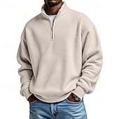 economico Polo classica da uomo-Per uomo Magliette Polo a Nido d'Ape Polo Vacanza Streetwear Zip a un quarto Manica Lunga Moda Essenziale Semplice Primavera Autunno Vestibilità regolare Viola blu navy Aalbicocca Nero Bianco Vino