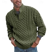 abordables suéter de los hombres-Hombre Pulóveres Suéter de punto Estriado Cable Tejer Tops regulares De Punto Ajustado Plano Escote Chino Prendas de punto Moderno Casual Ropa Cotidiana Ropa Otoño invierno Negro Blanco M L XL