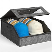 abordables Rangement et organisation-Cette boîte de rangement demi-large peut contenir 24 casquettes de baseball, des vêtements, des draps et des pantalons. Son couvercle transparent en PVC avec fermeture éclair la protège de la