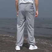 cheap Straight Leg-Men's Sweatpants Trousers Baggy Pants Straight Leg Sweatpants Waffle Pants Drawstring Pocket Elastic Waist Plain Comfort Soft Outdoor Daily Holiday Fashion Classic Style Black White Micro-elastic