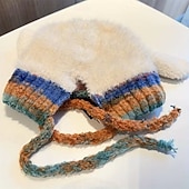 billige oppvarming og kjøling-heklet vinterlue med fleecefor og reinsdyrgevir for dame &amp;ører, myk varm skilue, fargerik flerfarget reinsdyrlue, myk fleeceforet heklet lue for barn og voksne, morsomt ferietilbehør