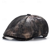 abordables Chapeaux homme-Homme Casquette Plate Chapeau Ascot Casquette Gavroche Noir Blanche Polyester Mode Occasionnel Rue Quotidien Teinture par nouage Réglable Écran solaire Respirant