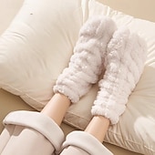economico calzini da casa-Calzini invernali caldi da notte per donna e uomo, foderati in pile spesso, calzini anti-freddo in peluche, morbidi e comodi, antiscivolo, a metà polpaccio