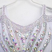 cheap Competition Wear-Ballroom Dance Dress Pleats Splicing Crystals / Rhinestones Women's Performance Training Long Sleeve High Spandex Mesh