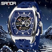 baratos Relógios Quartz-Relógio Esportivo Quartz de Duplo Display SANDA 5118 Moda À Prova D'Água Multi Funcional Luminosa Cronógrafo Calendário Relógio Masculino
