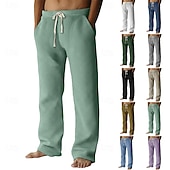 preiswerte Gerade Bein-Herren Jogginghose Hose Baggy-Hosen Gerade geschnittene Sweatpants Waffelhose Kordelzug Elastischer Bund Einfach Atmungsaktiv Volle Länge Urlaub Lässig Täglich Klassicher Stil Basic Schwarz Weiß