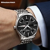 baratos Relógios Quartz-Relógio de Pulso Masculino Avançado Relógio de Quartzo Fashion Masculino Case de Aço Inoxidável Strap Data do Calendário Dial Luminosa A Melhor Opção de Presente para Homens