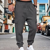ieftine cargou-Bărbați Pantaloni de sport cargo Pantaloni Sport Joggeri Pantaloni Pantaloni Waffle Cordon Buzunar Talie elastică Simplu Confort Απαλό Zilnic În aer liber Concediu Vacanță Modă Negru Verde Militar