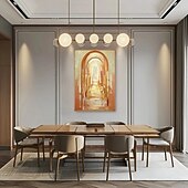 preiswerte Landschaftsgemälde-Handgemaltes Ölgemälde auf Leinwand, abstraktes Motiv einer Bogentür, Golden Avenue, Kunst für die Heimdekoration, auf Keilrahmen gespannt / gerolltes, rahmenloses Gemälde