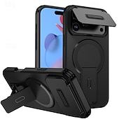 olcso iPhone-tokok-telefon Ügy Kompatibilitás iPhone 17 Pro Max 17 Air 17 Fekete tok Állvánnyal Ütésálló Páncél PC PU bőr