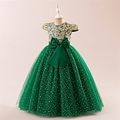 abordables Robes de fête-Enfants Fille Robe Robe de Soirée Couleur Unie Sans manches Formel Performance Occasion Spéciale Noeud de cravate Mode Quotidien Princesse Polyester Maxi Robe de Soirée Robe évasée Robe en Tulle Ét