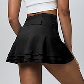 abordables Faldas y Skorts para Mujeres-Mujer Color sólido Falda casual Falda de tenis Pantalones cortos de tenis Falda con shorts 2 en 1 Secado rápido Elástico Transpirable Tenis De Deporte Corriendo Prendas de abajo Negro Blanco Rosa