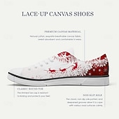 economico Scarpe di Natale da Uomo-Sneakers da uomo con stampa natalizia - auguri di buon Natale con fiocchi di neve scintillanti, scarpe casual in tela per viaggi di vacanza, riunioni di famiglia ed eventi natalizi