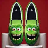  Fun Ugly Christmas Shoes Men's 3D Print Cartoon Character Design Slip-On Sneakers with Playful Smile for Casual Holiday Footwear