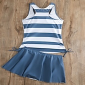 abordables Tankinis-Mujer Bañadores 2 piezas Falda Traje de baño Espalda al Aire Vacaciones Ropa de playa Floral Graphic Escote Redondo Sin Mangas Trajes de baño