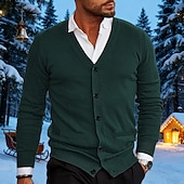 economico Maglioni Cardigan da uomo-Per uomo Cardigan Maglione Corto Maglione a maglia A Coste Maglia Top Regolari Cardigan con Bottoni Tasca Tinta unica Scollo a V Moda Classico Vacanza Abbigliamento quotidiano Abbigliamento Autunno