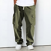 voordelige Vracht-Voor heren Cargo-joggingbroek Joggingbroeken Broek Corduroybroek Trekkoord Zak Elastische taille Effen Comfort Buitensporten Dagelijks Modieus Casual Zwart Leger Groen Micro-elastisch