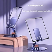 baratos Suportes para tablet-Suporte de metal giratório 360 graus para celular, compacto e portátil, dobrável para mesa, compatível com todos os smartphones e tablets.
