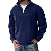 cheap Basic Sweatshirts-Men's Sweatshirt Fleece Sweatshirt Pullover Quarter Zip Sweatshirt Black Army Green Navy Blue Khaki Dark Gray Half Zip Plain Casual Daily Sports &amp; Outdoor Polyester Streetwear Basic Casual Fall