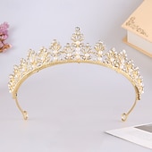 cheap Tiaras &amp; Crowns-Crown Tiaras Headdress Alloy Wedding Birthday Elegant Cute With Rhinestone Pearl Headpiece Headwear