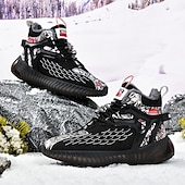abordables Zapatillas Informales-Hombre Zapatillas de deporte Zapatos de Navidad Forro de Lana Zapatos para correr Zapatos de Paseo Casual Punto Cómodo Antideslizante Transpirable Botines / Hasta el Tobillo Cordones Negro Blanco Rojo