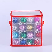 voordelige Kerst Opslag-Kerstversieringsdoos met 64 compartimenten, 12x12x12 inch kerstopbergdozen, ornamentorganizer met rits en handgrepen, geschikt voor vakantiedecoraties, sieraden en cadeaus