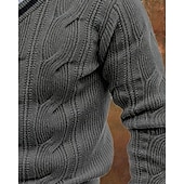 baratos suéter pulôver masculino-Homens Suéter Pulôver suéter Suéter de malha Estriado Tricotar Tops regulares Tricotado Côr Sólida Decote V Moda Roupa de rua Casual Roupa Diária Roupa Outono Inverno Preto Branco M L XL