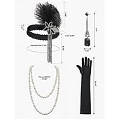 economico Abiti degli anni '20-Set Anni Ruggenti Anni 1920 Mini Vestito Nozze Addio al celibato con accessori Senza maniche Il grande Gatsby Charleston Paillettes Frangia con nappe Piuma Scollo a V profondo Costume Per donna
