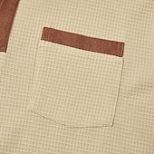 preiswerte T-Shirt mit Waffelstrick-Herren Waffel-T-Shirt Langarm V Ausschnitt Revers Herbst Frühling &amp; Herbst Einfarbig Mode Basic Lässig Farbblock Lässig Straße Sport Schwarz Marineblau Kaki Top T-Shirt für Herren