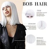 economico Parrucche di Carnevale-Parrucca di Carnevale 2026 Biondo Nero Blu Liscio Ciocca Corto Parrucca sintetica da festival Martedì grasso Parata Capelli per costumi da cosplay per Da donna