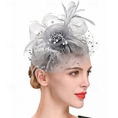 cheap Fascinators-Headdress Feathers Beads Wedding Birthday Elegant Vintage With Rhinestone Headpiece Headwear