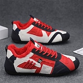billiga Vardagssneakers-Herr Sneakers Fleecefoder Löpning Promenad Ledigt PU Läder Bekväm Halksäker Andningsfunktion Korta stövlar / ankelstövlar Snörning Mörkröd Orange Grön Sommar Vår Höst