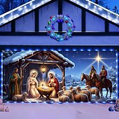 billige Julegarasjeportdeksler-jul garasjeportdeksel julekrybbe 2025 stort hengende bakteppe religiøs høytid veggmaleri dekor utendørs fest fotografering bakgrunn hage hjem festlig juledekorasjon
