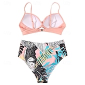 זול טנקיני וביקיני לגלישה-בגדי ריקוד נשים בגד ים מקומט סטים של ביקיני בגדי ים אחיד בגדי ים ורוד בהיר שחור נושם ללא שרוולים - גלישה חוף שחייה קיץ