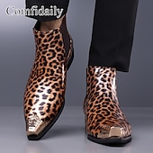 cheap Chelsea Boots-Men's Brown Leopard Print Chelsea Boots – Trendy and Bold Design, Ideal for Casual Wear, Street Style and Fashion-forward Occasions