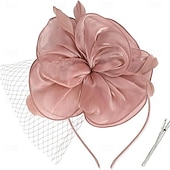ieftine fascinatoare-Ornamente de Cap Material Textil organza Pălărie Nuntă Petrecere ceai Cursă de cai cocktail Elegant Epocă Cu Pene Diadema Articole Pentru Cap