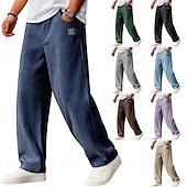 abordables Jambe Droite-Homme Pantalons Pantalon en velours côtelé Pantalons Amples Pantalon de survêtement droit Cordon de serrage Taille Élastique Couleur Unie Confort Longueur complète Quotidien Extérieur Vêtements de rue