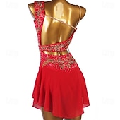 economico Abiti da Pattinaggio Artistico-Vestito da pattinaggio artistico Per donna Da ragazza Pattinaggio sul ghiaccio Vestiti Completi Bianco Blu marino scuro Rosso Floreale Scollatura posteriore Retato Elastene Elevata elasticità