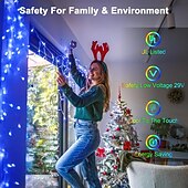 Недорогие Питание от электросети-Рождественская сосулька, 33 фута, 400 светодиодов, 48 капель, 8 функций, таймер, дистанционное управление, прозрачный провод, подключаемые гирлянды, праздничные, свадебные, вечерние, декоративные огни, низкое напряжение, безопасная розетка