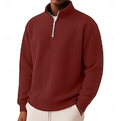 abordables Polo Classique pour Hommes-Homme Chemises Polo Gaufre Polo à fermeture éclair Sport en Plein Air Occasionnel Col montant Fermeture éclair manche longue Mode Moderne Couleur Unie Texturé Tricoté Printemps &amp; Automne Toutes